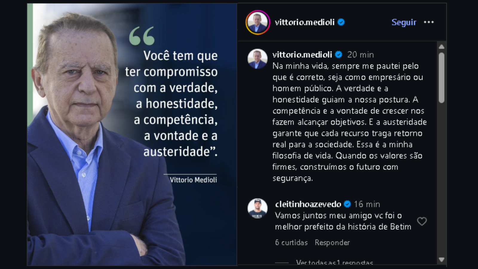 Aliança Selada? Comentário de Cleitinho em post de Vittorio Medioli agita os bastidores políticos de Minas Gerais