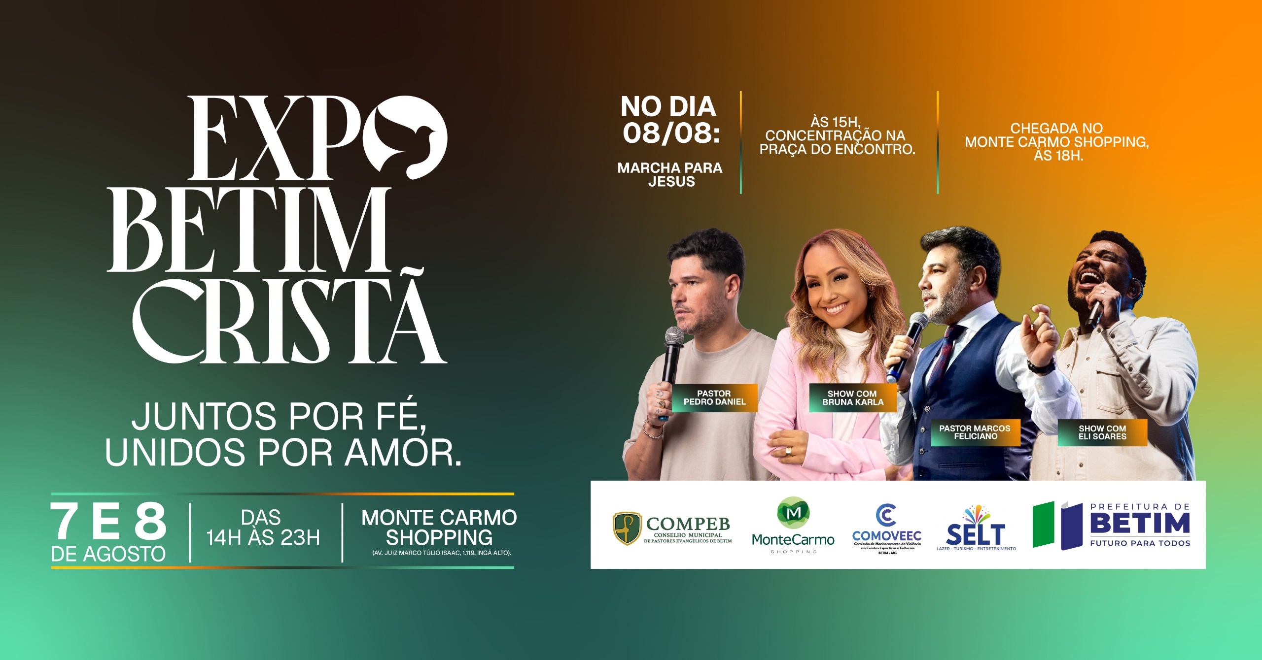Expo Betim Cristã 2026 reúne Bruna Karla, Eli Soares e Marcha para Jesus nesta sexta e sábado