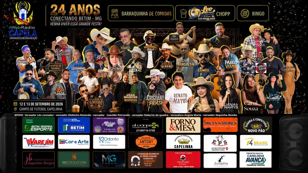 Web Rádio Capela Celebra 24 Anos com Grande Festa em Betim neste Fim de Semana