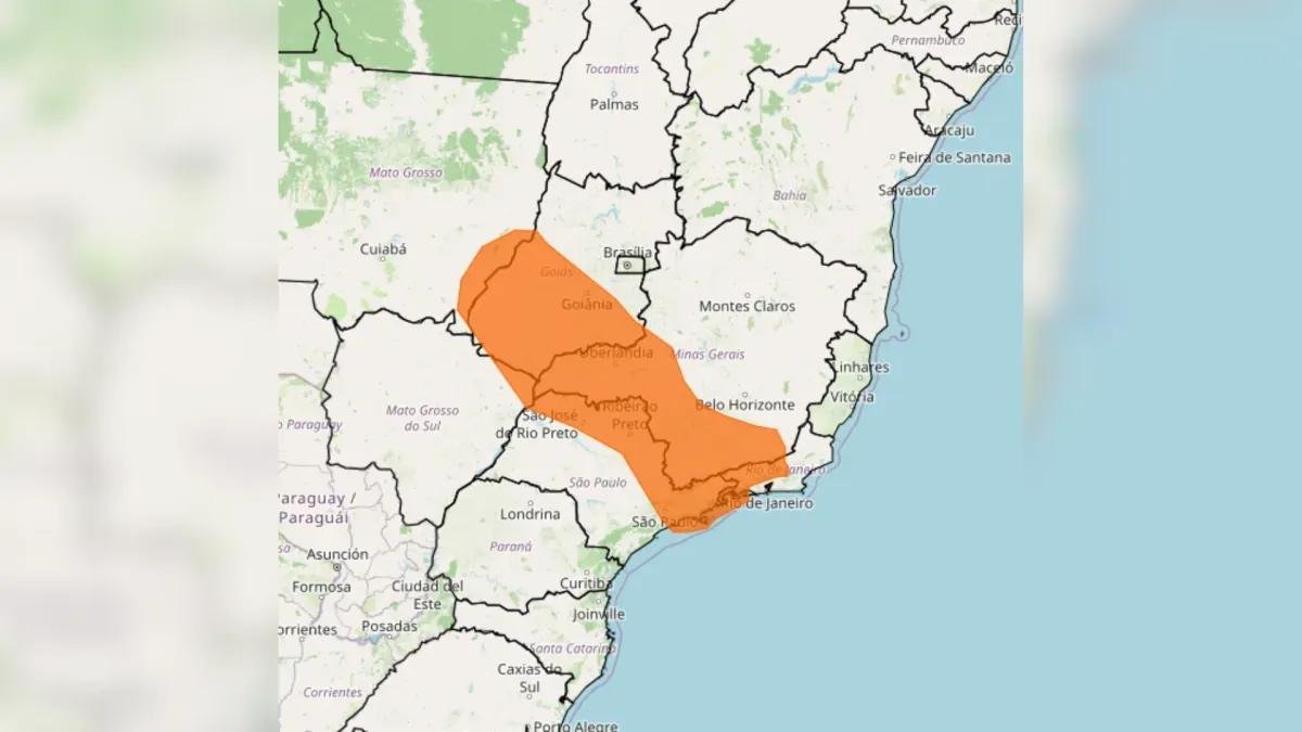 Inmet emite alerta laranja de tempestade para áreas de Minas Gerais nesta quinta-feira